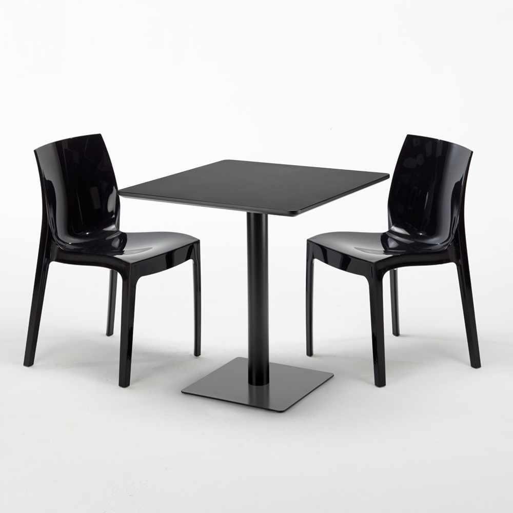 Schwarz Tisch Quadratisch 70x70 Cm Mit Bunten Stuhlen Ice Kiwi